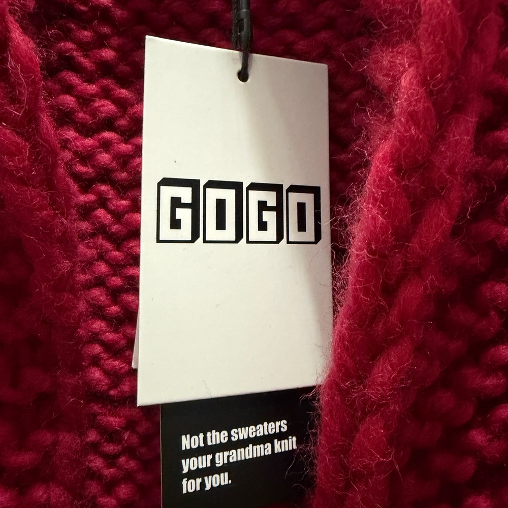 NWT New with Tags GOGO Sweaters Lake Girl Red Pink Wool Cardigan - Picture 4 of 5